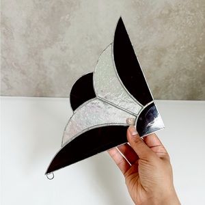 Purple stained glass window corner hang